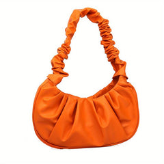 Cloud Ruched Crescent Bag Solid Shoulder Bag Women's