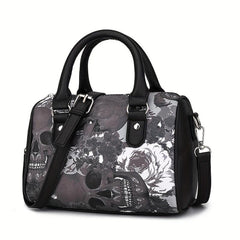 Gothic Style Boston Handbag Halloween Skull Crossbody Bag
