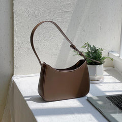 Minimalist Baguette Bag Solid PU Leather Handbag