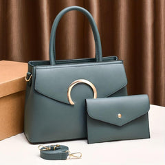 Solid Satchel Bag All Match Handbag With Clutch Pouch