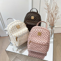Geometric Pattern Backpack Faux Leather Daypack School Bag