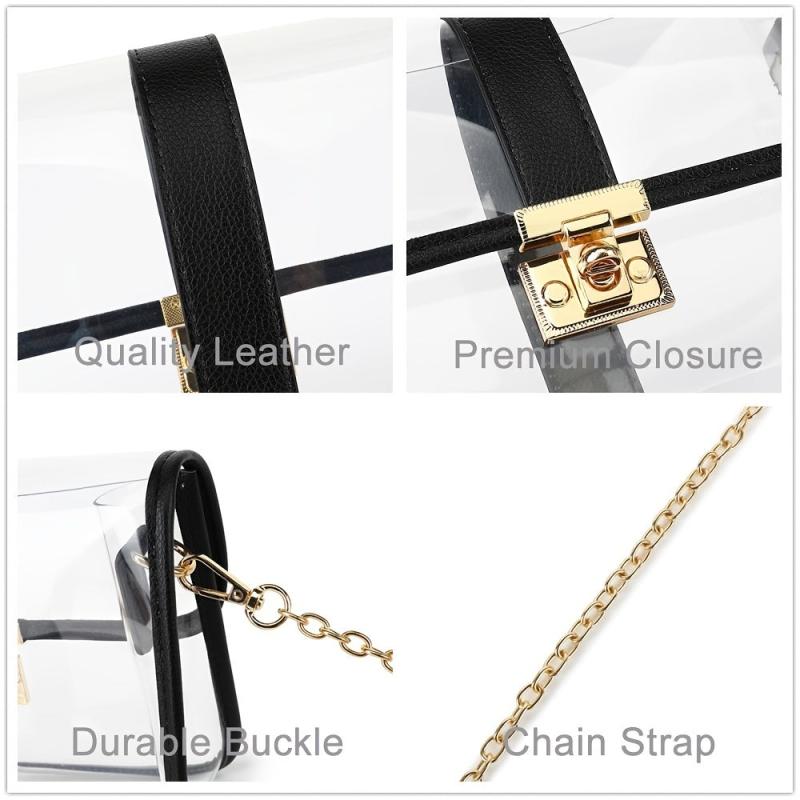 Mini Clear Crossbody Bag Chain Strap Stadium Approved Square Purse
