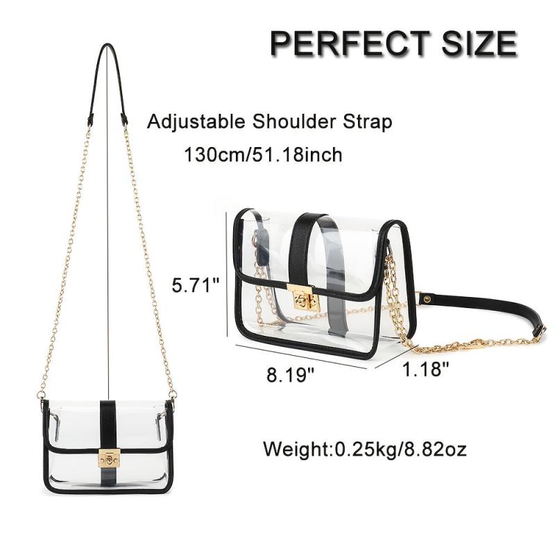 Mini Clear Crossbody Bag Chain Strap Stadium Approved Square Purse
