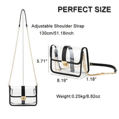 Mini Clear Crossbody Bag Chain Strap Stadium Approved Square Purse