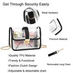 Mini Clear Crossbody Bag Chain Strap Stadium Approved Square Purse