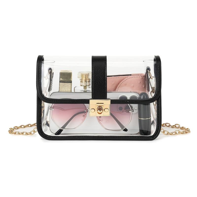Mini Clear Crossbody Bag Chain Strap Stadium Approved Square Purse