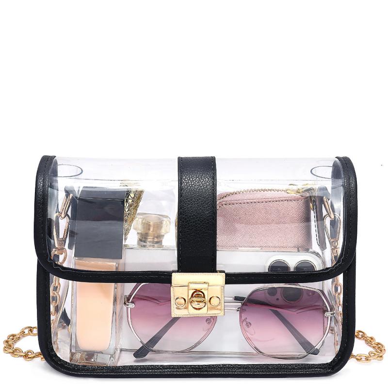 Mini Clear Crossbody Bag Chain Strap Stadium Approved Square Purse