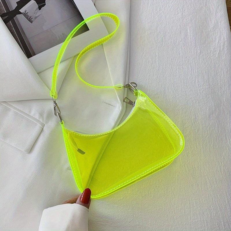 Clear PVC Baguette Bag Waterproof Travel Beach Jelly Shoulder Purses