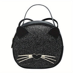 Glitter Sequins Leopard Print Crossbody Bag Round Handbag Shoulder Purse