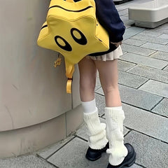 Y2K Big eyed Star Backpack Faux Leather School Bag