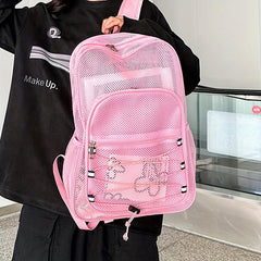 Heavy Duty Mesh Backpack See Through College Student Backpack