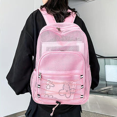 Heavy Duty Mesh Backpack See Through College Student Backpack