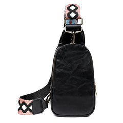 Geometric Strap Crossbody Chest Bag Zipper Sling Bag
