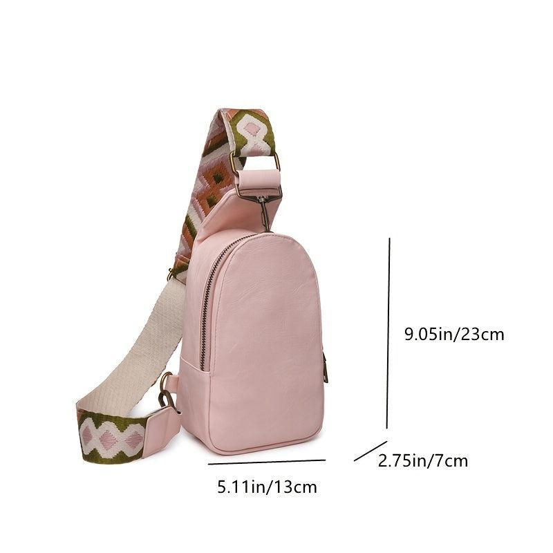 Geometric Strap Crossbody Chest Bag Zipper Sling Bag