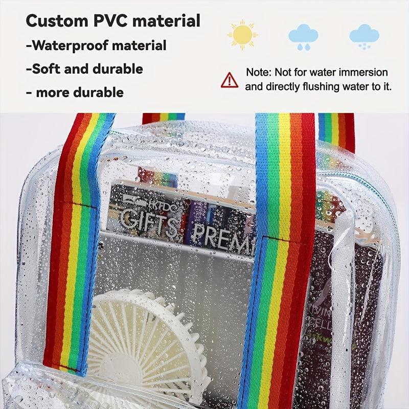 Clear PVC Backpack Rainbow Handle Travel Bag Jelly School Bag