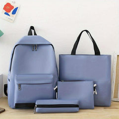 4PCS Pink Backpack Set School Daypack Travel Shoulder Tote Lunch Pencil Bag