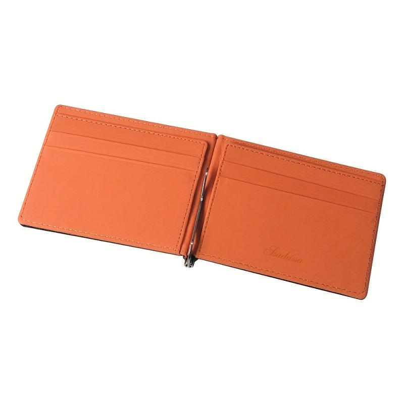 Men's Small Money Clip Card Case Bifold Holder