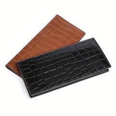 Men's Stone Pattern Leather Long Wallet Card Holder Clutch Bag Money Clip