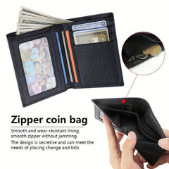 Men's Leather Short Wallet Money Clip Card Holder