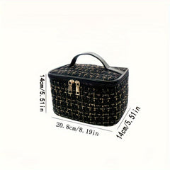 Tweed Cosmetic Zipper Bag Makeup Organizer Toiletry Wash Bag