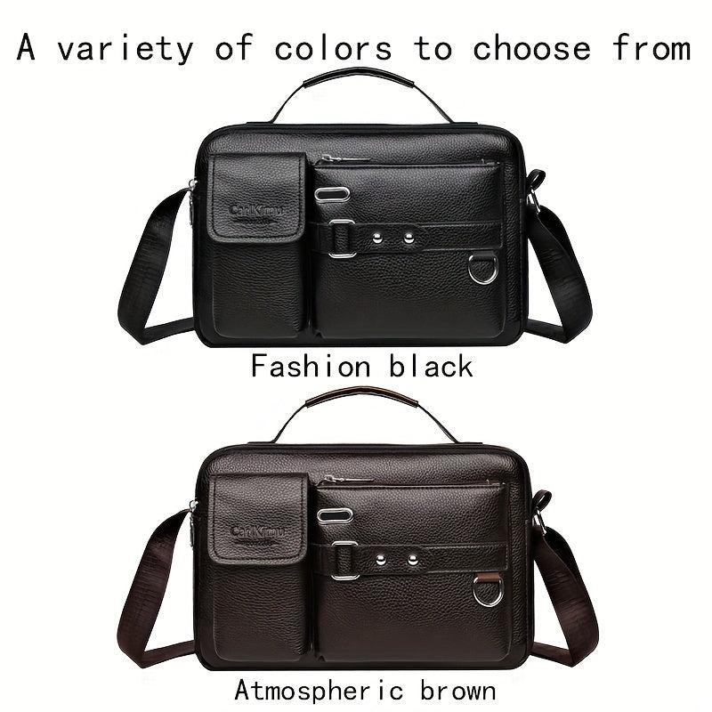 Men's Faux Leather Crossbody Bag Adjustable Strap Travel Everyday Use