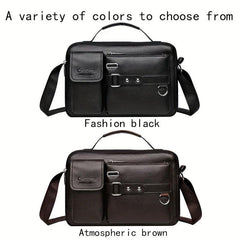 Men's Faux Leather Crossbody Bag Adjustable Strap Travel Everyday Use