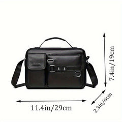 Men's Faux Leather Crossbody Bag Adjustable Strap Travel Everyday Use