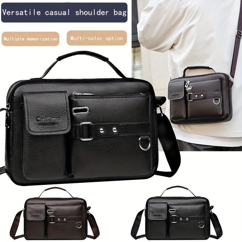 Men's Faux Leather Crossbody Bag Adjustable Strap Travel Everyday Use