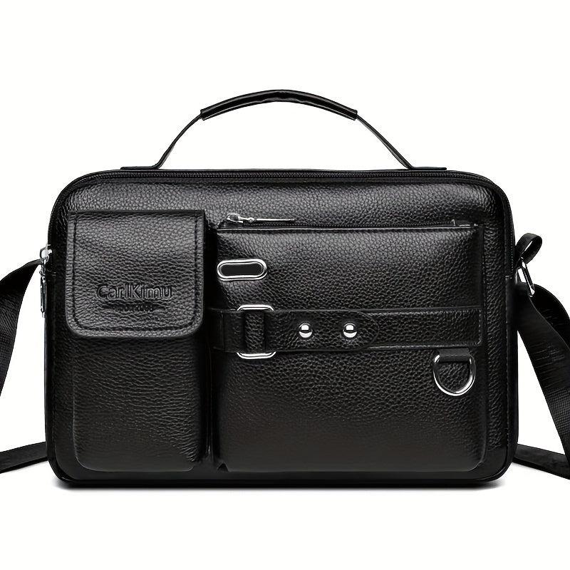 Men's Faux Leather Crossbody Bag Adjustable Strap Travel Everyday Use
