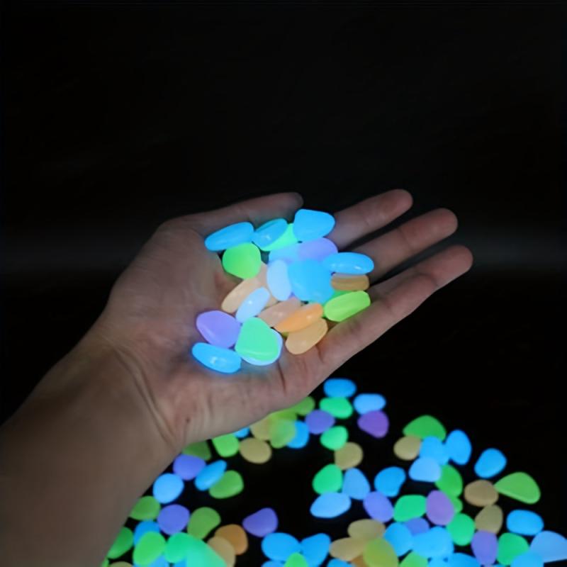 100pcs Glow in the Dark Pebbles Natural Crystals for Garden or Aquarium