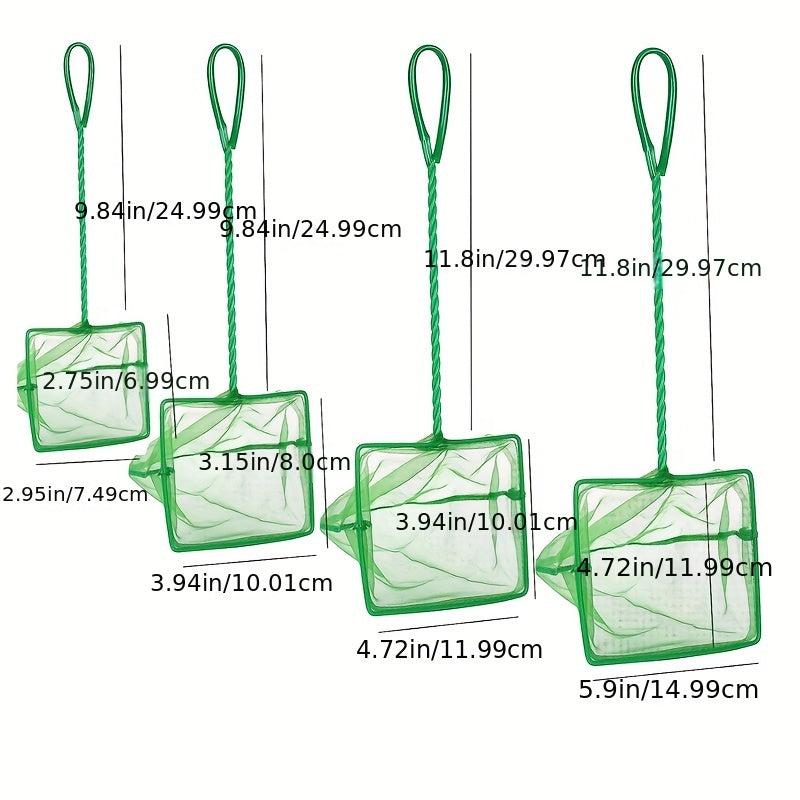 Set of 4 Small Mesh Fish Nets 3 4 5 6 with Plastic Handle