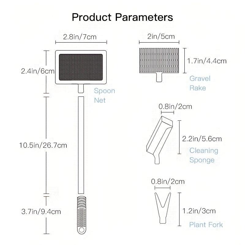 Aquarium Cleaning Tool 4-In-1 Algae Scraper Scrubber Set