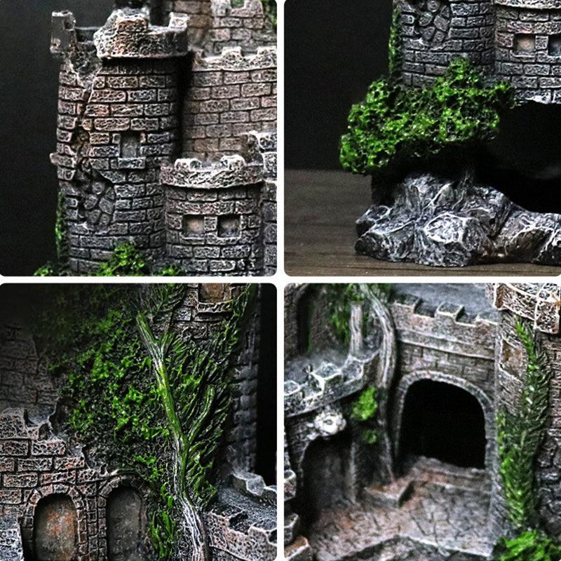 Castle Shape Fish Tank Ornament Resin Rockery Aquarium Decor