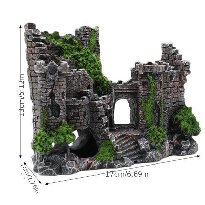 Castle Shape Fish Tank Ornament Resin Rockery Aquarium Decor