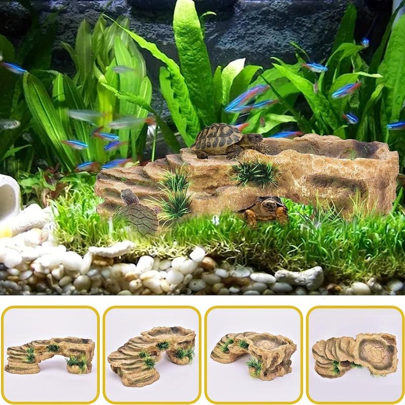 Resin Dock Rectangular Turtle Tank Decoration