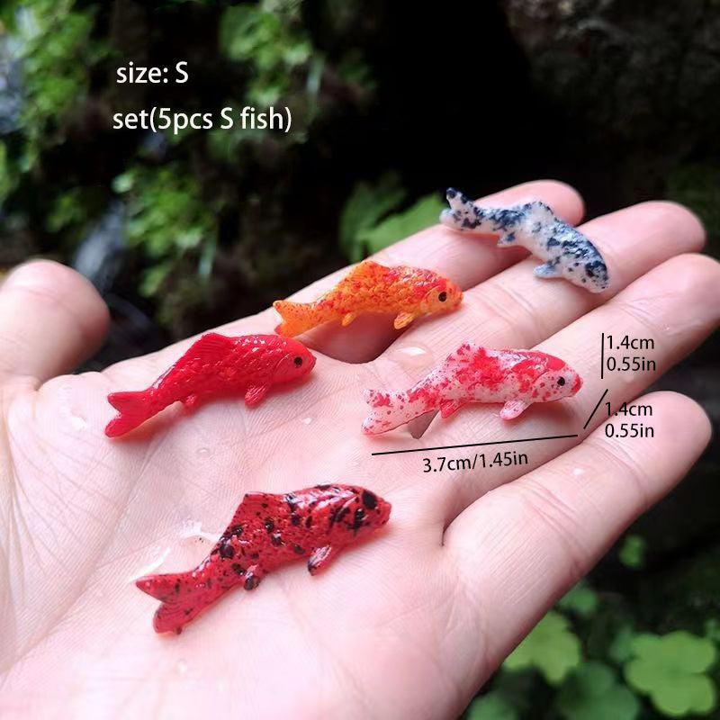 5pcs Resin Koi Carp Fishbowl Model Small Statue Resin Craft