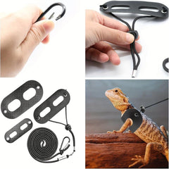 Adjustable Leather Lizard Reptiles Harness Leash Set
