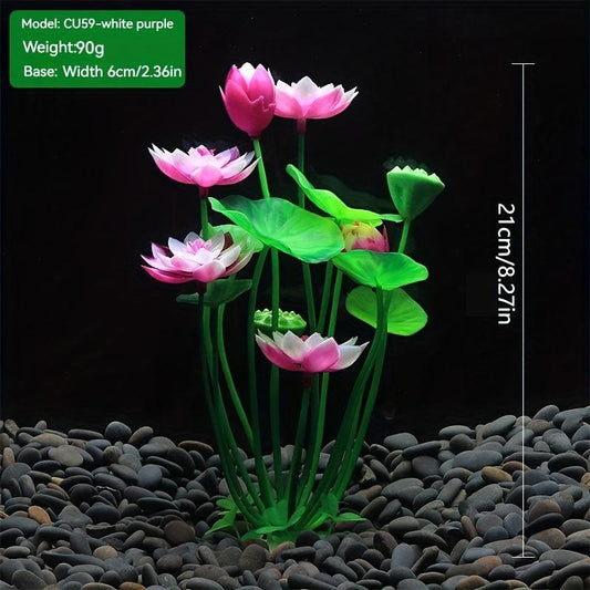 Artificial Lotus Aquarium Ornaments, Aquatic Grass and Flowers