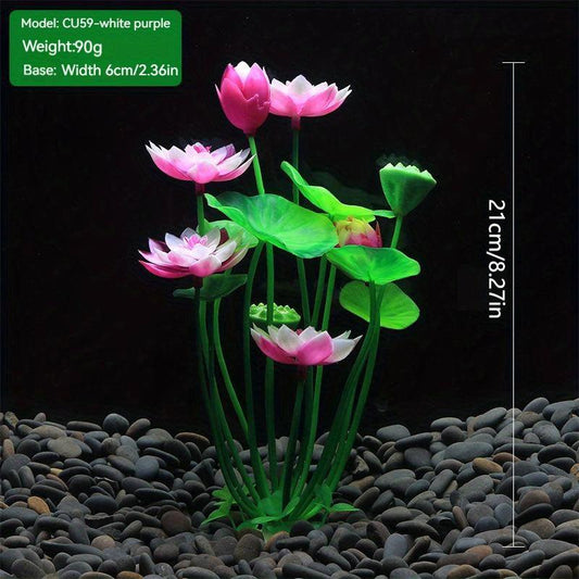 Artificial Lotus Aquarium Ornaments, Aquatic Grass and Flowers