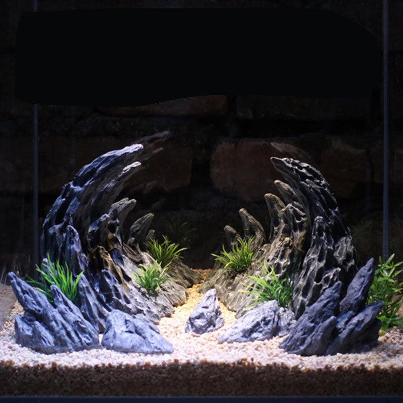 2pcs Fish Tank Resin Rockery Decoration Stone Rock for Aquarium