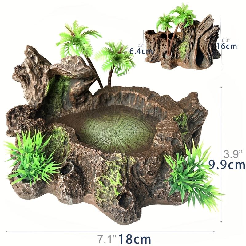 Resin Reptile Platform Tree Trunk Decor Food Water Dish