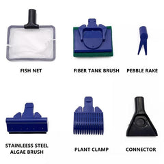 5-in-1 Aquarium Cleaning Set Gravel Rake Algae Scraper Fork Sponge Brush