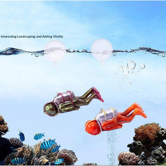 Fish Tank Diver Decoration Floating Diver Ornaments Small Diver With Ball