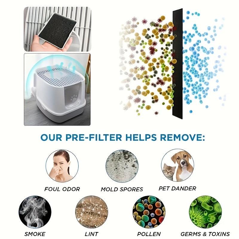 3pcs Pet Activated Carbon Filter for Cat Litter Boxes