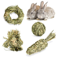 Rabbit Chew Toy Hamster Toys Grass Woven Balls Molar Snacks