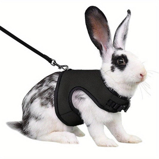 Adjustable Rabbit Harness with Rope, Breathable Small Pet Leash Vest