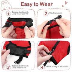 Adjustable Rabbit Harness with Rope, Breathable Small Pet Leash Vest