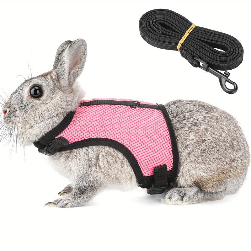 Adjustable Rabbit Harness with Rope, Breathable Small Pet Leash Vest