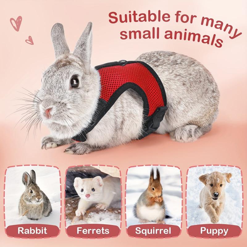 Adjustable Rabbit Harness with Rope, Breathable Small Pet Leash Vest