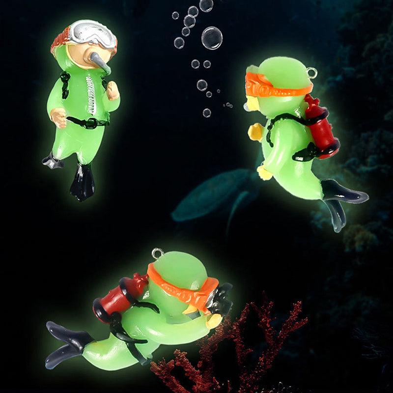 Luminous Green Mini Diver Fish Tank Ornament